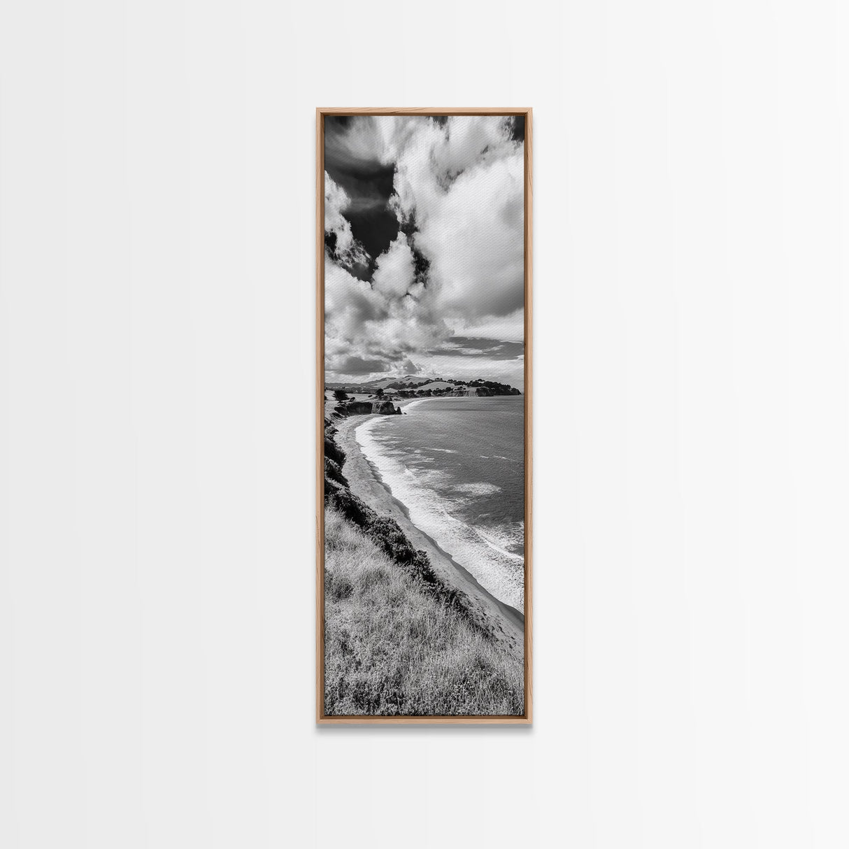 Seaside Cliffs, Rolling Hills, Dramatic Clouds, Framed Canvas Print, Country Landscape Art, Living Room Wall Art, Modern Rustic Decor