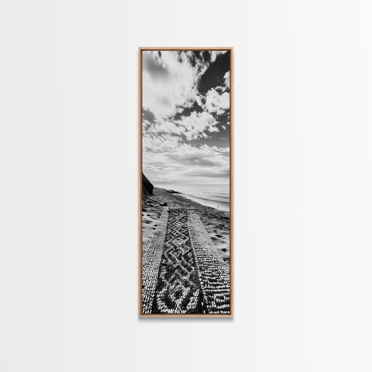 Beach Tapestry, Peaceful Shoreline, Boho Coastal, Framed Canvas Print, Yoga Room Wall Art, Neutral Beach Decor, Relaxing Home Vibe