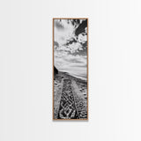 Beach Tapestry, Peaceful Shoreline, Boho Coastal, Framed Canvas Print, Yoga Room Wall Art, Neutral Beach Decor, Relaxing Home Vibe