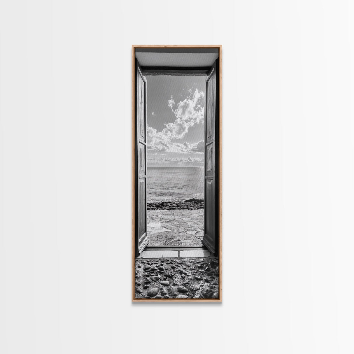 Open Door View, Sea Horizon Art, Dreamy Ocean Photography, Modern Entryway Decor, Framed Canvas Print, Minimalist Style Seascape