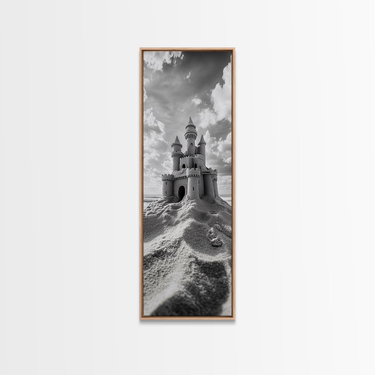 Sandcastle Fantasy, Beach Dream Print, Whimsical Coastal Decor, Kids Room or Nursery Art, Framed Canvas Print, Fairytale Vibe