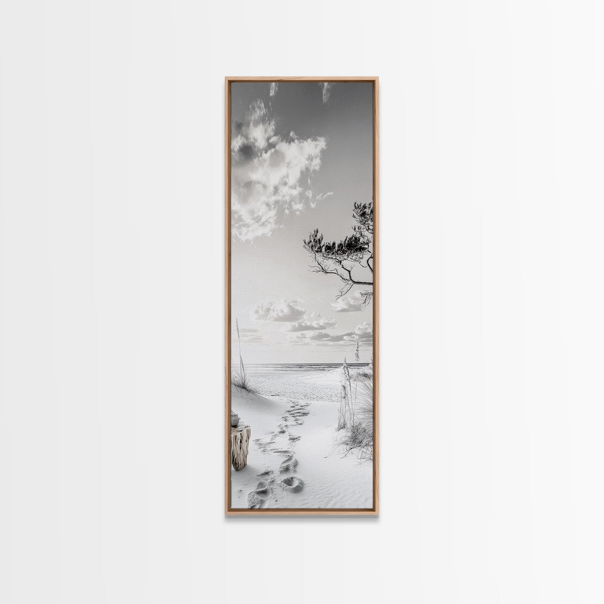 Tranquil Beach Walk, Coastal Pathway Print, Ocean Escape Wall Art, Entryway or Hall Decor, Framed Canvas Print, Serene Natural Style