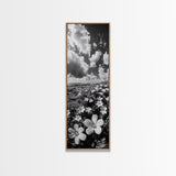 Ocean Flowers Art, Coastal Wildflower Print, Nature Boho Aesthetic, Beach House Wall Style, Framed Canvas Print, Moody Seaside Decor