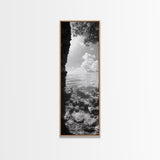Ocean Cave View, Coastal Water Art, Dreamy Nature Escape Print, Bathroom or Bedroom Decor, Framed Canvas Print, Tranquil Seascape