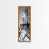 Haunting Tree Silhouettes, Forest Edge, Black White Nature, Desert Trees, Framed Canvas Print, Fall Art, Living Room Wall Art