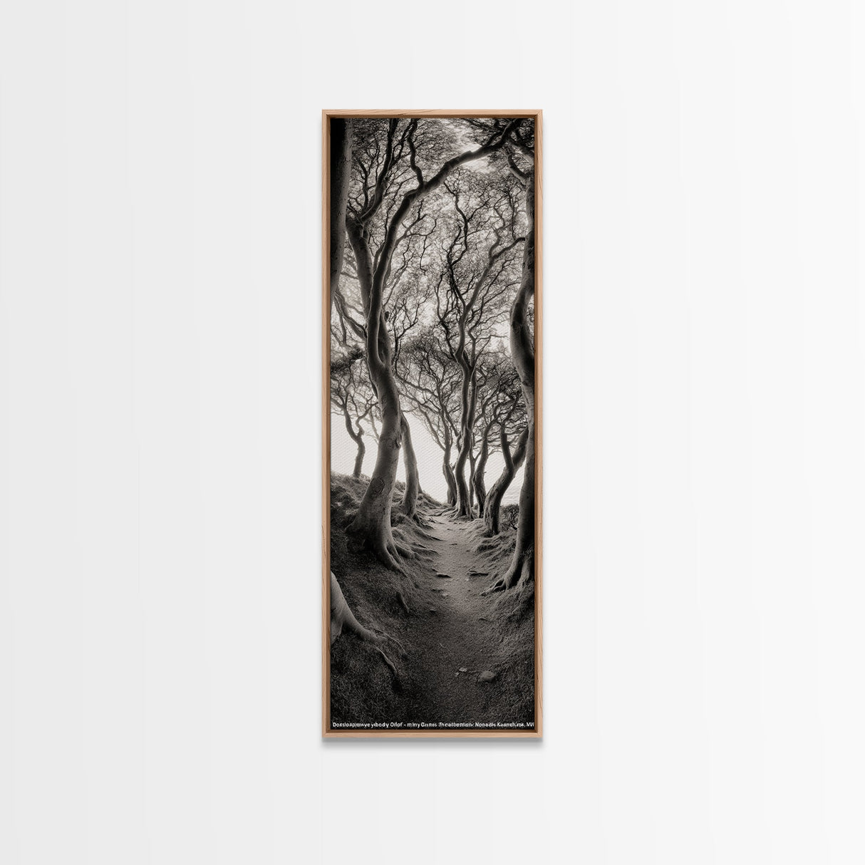 Twisted Trees, Enchanted Path, Forest Tunnel, Autumn Mood, Mystical Nature Framed Canvas Print, Fall Entryway Wall Art, Rustic Decor