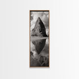 Monolith Reflection, Coastal Rock, Dramatic Seascape, Tidal Pool, Nature Inspired Framed Canvas Print, Modern Hallway Wall Art
