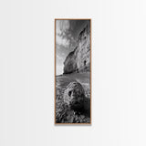 Seaside Cliffs, Coastal Rock, Rugged Beauty, Framed Canvas Print, Nature Wall Art, Rustic Beach Decor, Boho Vibe, Earthy Textures