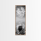 Zen Stone, Calm Waters, Smooth Pebbles, Framed Canvas Print, Spa Wall Art, Minimalist Bathroom Decor, Tranquil Home Accent