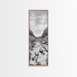 Snowy Pass, Winter Hike, Rocky Trail, Framed Canvas Print, Nature Lover Gift, Minimalist Mountain Art, Bedroom Wall Decor, Living Room Decor