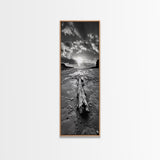 Driftwood Beach, Sunset Tide, Ocean Glow, Canvas Print, Fall Coastal Wall Art, Serene Nature Photography, Tranquil Living Room Decor