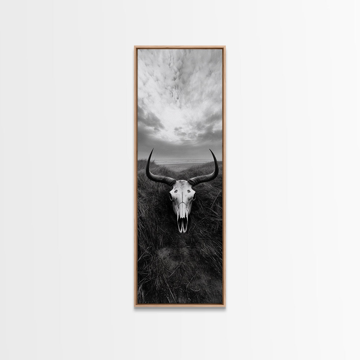 Skull Art, Wild West, Rustic Prairie, Nature Remains Framed Canvas Print, Farmhouse Wall Art, Cowboy Western Bedroom Decor, Office Wall Art