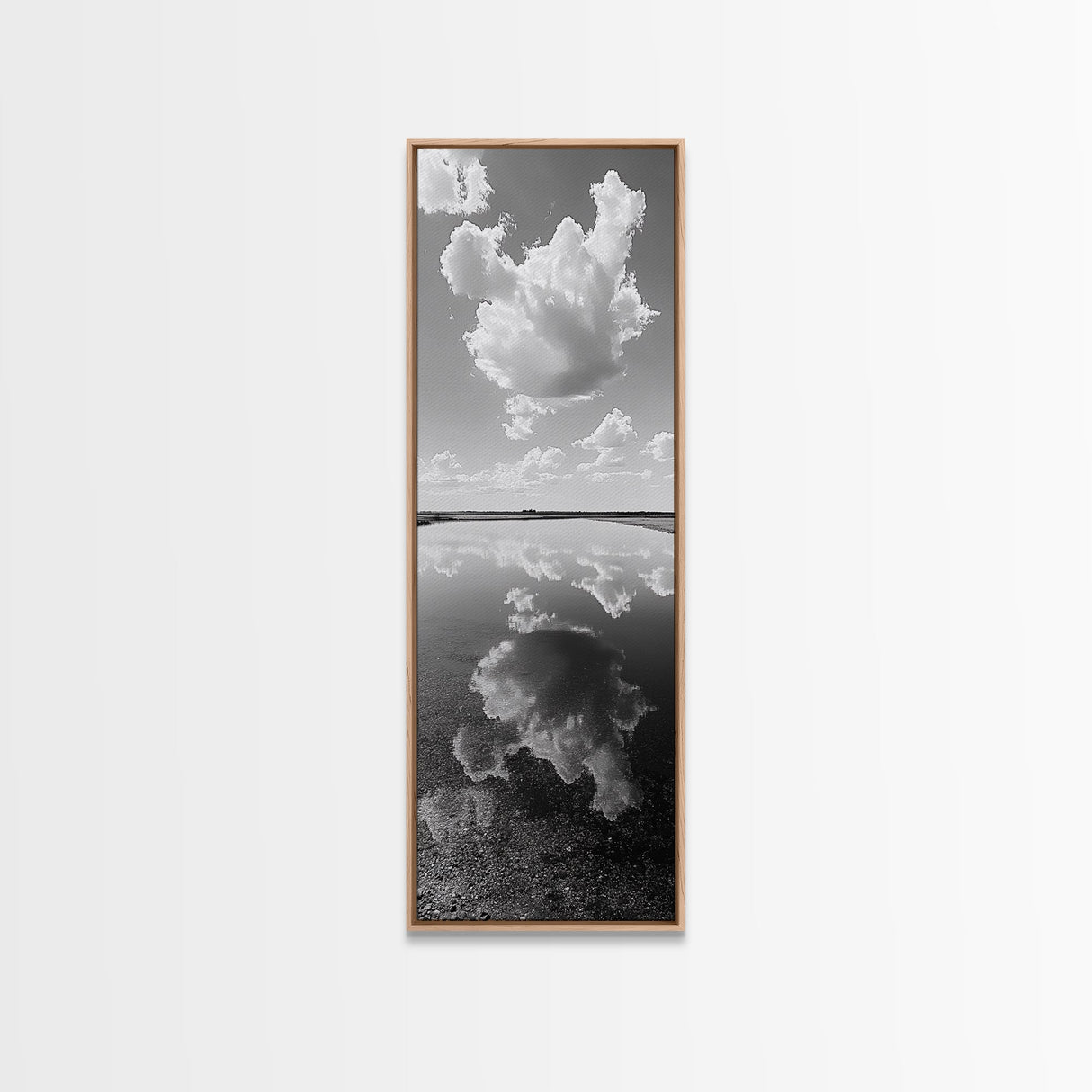 Cloud Reflections, Still Lake, Tranquil Waters, Sky Mirror Canvas Print, Minimalist Living Room Wall Art, Scandinavian Style Decor