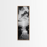 Sunset Shore, Tranquil Waters, Coastal Cove, Golden Glow Canvas Print, Beach House Living Room Wall Art, Seaside Summer Decor