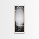 Horizon Glow, Ocean Sunset, Seaside Path, Tranquil Evening Framed Canvas Print, Nature Inspired Bedroom Wall Art, Zen Minimalist Decor