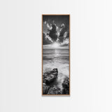 Rocky Sea, Glowing Horizon, Soft Waves, Twilight Sky, Canvas Print, Coastal Art, Living Room Wall Art, Seaside Modern Decor