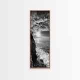 Cliff Edge, Ocean Breeze, Golden Hour, Scenic Overlook, Framed Canvas Print, Landscape Photography, Hallway Wall Art, Boho Style