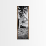 Tropical Beach, Surfboard Scene, Coastal Palms, Island Vibes, Canvas Print, Beach House Art, Summer Wall Decor, Boho Style