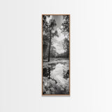 Reflective Forest, Nature Calm, Monochrome Trees, Peaceful Swamp, Framed Canvas Print, Rustic Cabin Decor, Moody Wall Art, Entryway Print