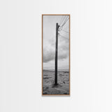 Utility Pole, Coastal Wires, Industrial Sky, Power Lines, Framed Canvas Print, Minimalist Photography, Loft Wall Art, Urban Decor