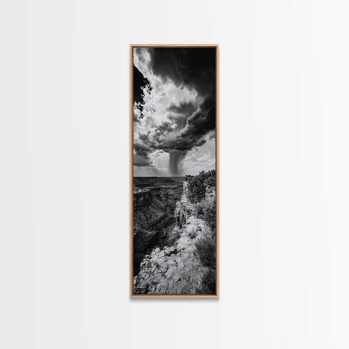 Storm Power, Canyon Rain, Desert Clouds, Monsoon Drama, Framed Canvas Print, Southwestern Wall Art, Moody Living Room Decor