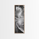 Morning Beach, Shoreline Foam, Coastal Tranquility, Sunrise Horizon, Canvas Print, Beach Wall Art, Bathroom Decor, Seaside Vibes