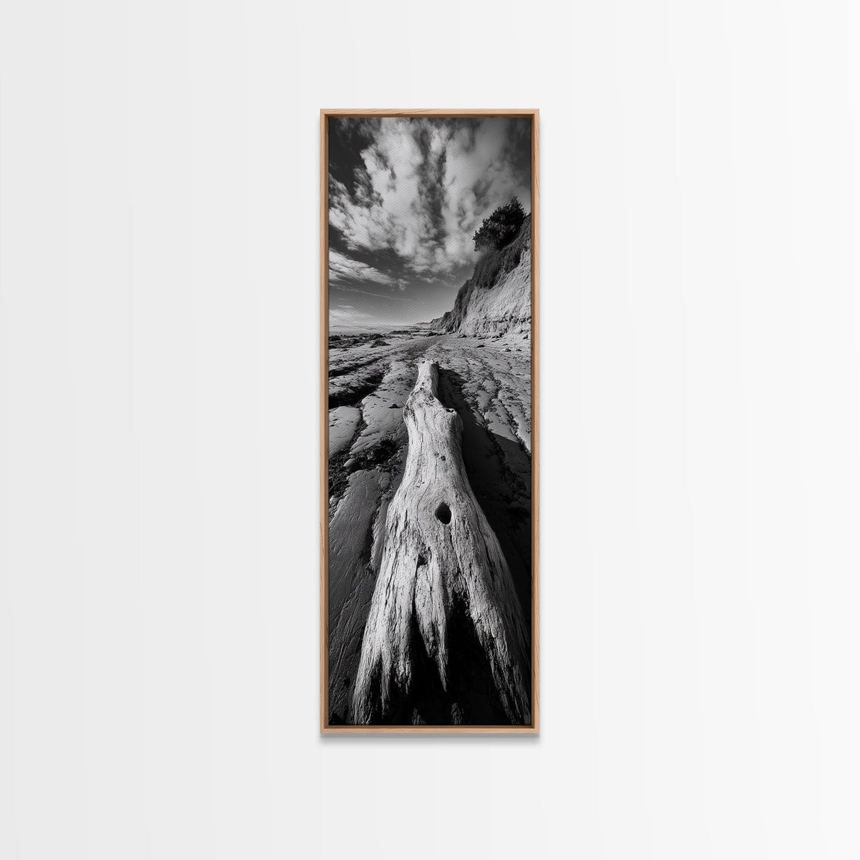 Driftwood Beach, Ocean Texture, Nature Scene, Canvas Print, Rustic Beach Decor, Coastal Wall Art, Bathroom Art, Moody Seaside Print