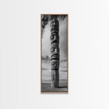 Totem Pole, Tribal Faces, Historic Symbolism, Canvas Print, Cultural Wall Decor, Office Wall Art, Rustic Museum Style Photography