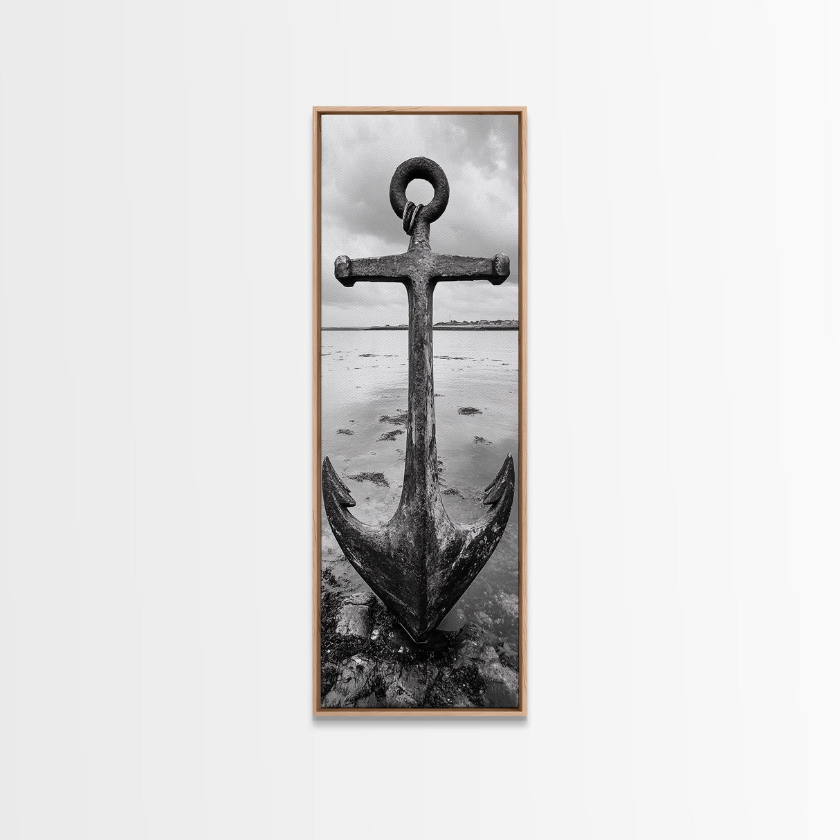 Nautical Anchor, Coastal Vibes, Marine Decor, Ocean-Inspired, Bold Statement, Framed Canvas Print, Entryway Wall Art, Rustic Beach Style