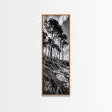 Windy Pines, Cliff Edge, Tree Silhouettes, Canvas Print, Moody Forest Photography, Rustic Cabin Wall Art, Autumn Living Room Decor