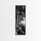 Riverside Trees, Rocky Shore, Natural Light, Canvas Print, Tranquil Forest Photography, Boho Nature Decor, Living Room Wall Art