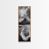 Dramatic Seaside Peak, Coastal Mountain Wall Art, Black Beach Photography, Bold Nature Decor, Canvas Print, Living Room Art