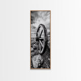 Prairie Wagon Wheel, Antique Rustic Wall Decor, Western Homestead Art, Barnhouse Style Print, Canvas Print, Fall Living Room Art