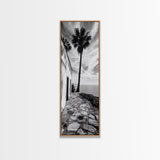 Coastal Palm Tree, Rustic Seaside Wall Art, Mediterranean Courtyard Print, Tropical Summer Decor, Framed Canvas Print, Kitchen Art