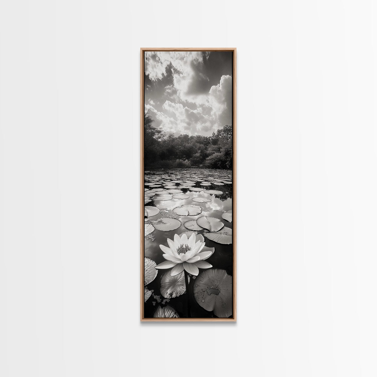 Water Lily Pond, Serene Botanical Art, Peaceful Garden Wall Decor, Zen Nature Print, Spa or Bedroom Accent, Framed Canvas Print