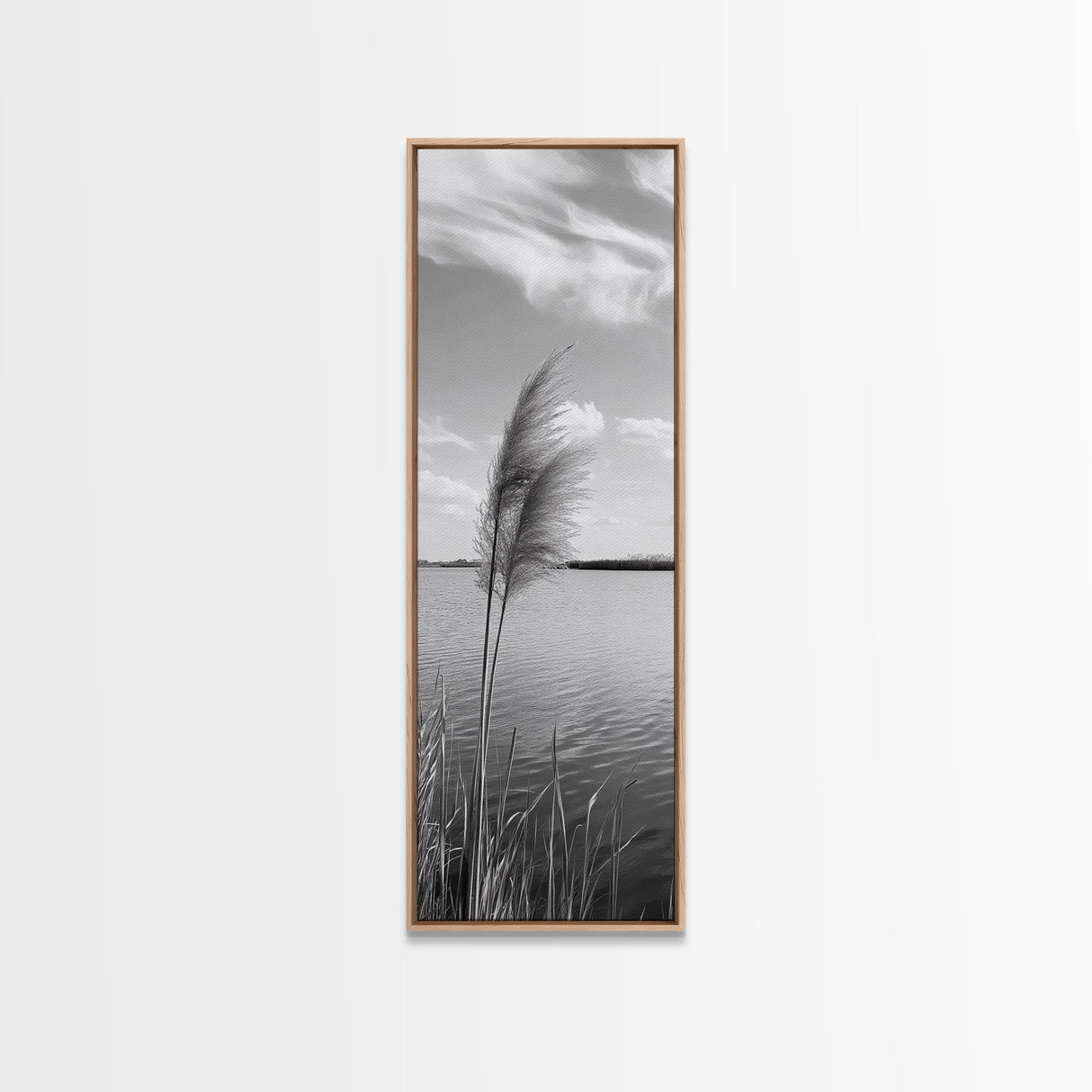 Lakeside Grasses, Windy Waterscape Print, Minimal Nature Art, Calm Landscape Decor, Bathroom or Office Wall Art, Canvas Print