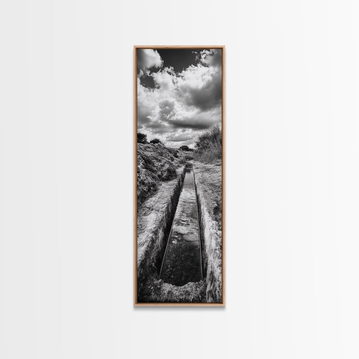 Stone Water Channel, Ancient Pathway Art, Moody Landscape Photography, Historical Wall Decor, Study or Hallway Accent, Canvas Print