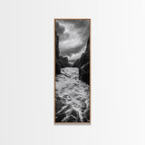 Wild River Path, Nature Wall Decor, Adventure Landscape, Monochrome Rapids, Framed Canvas Print, Rustic Living Room Wall Art, Moody Photography