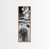 Desert Sun Shadows, Dune Landscape Art, Black White Wilderness, Framed Canvas Print, Boho Office Wall Art, Southwestern Minimal Style