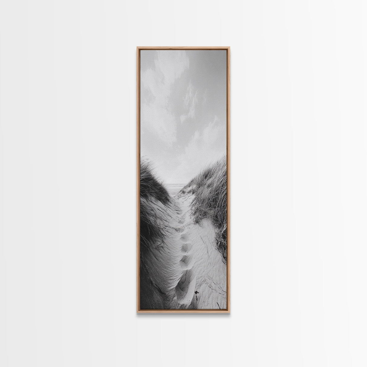 Sandy Path, Dune Grass, Coastal Trail, Nature Walk, Framed Canvas Print, Beach House Entryway Art, Minimalist Ocean Wall Decor
