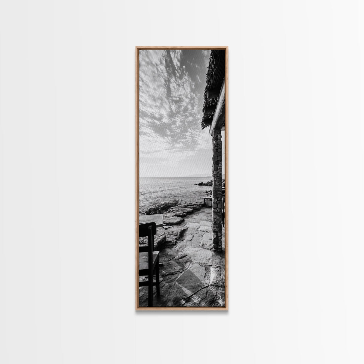 Seaside Dining, Rustic Ocean, Peaceful Horizon, Mediterranean Charm, Canvas Print, Coastal Kitchen Wall Art, Farmhouse Seaside Decor