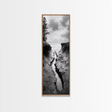Coastal Crevice, Ocean Stream, Moody Nature, Rugged Beauty, Framed Canvas Print, Minimalist Beach Wall Art, Bedroom Art, Entryway Decor