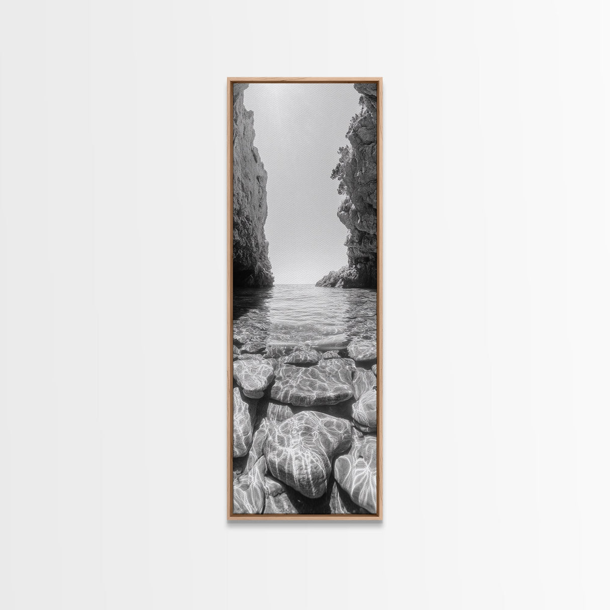 Crystal Cove, Reflections Water, Seaside Stones, Canvas Print, Tranquil Coastal Wall Art, Beach Bathroom Decor, Minimalist Style