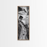 Cliffside Tree, Coastal Path, Nature Landscape, Canvas Print, Monochrome Hiking Trail Art, Boho Entryway or Office Wall Decor