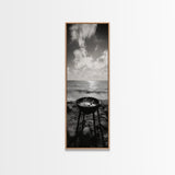 Smoky Grill, Seaside BBQ, Coastal Cooking, Framed Canvas Print, Rustic Outdoor Kitchen Art, Summer Vibes Wall Decor, Moody Beach Scene