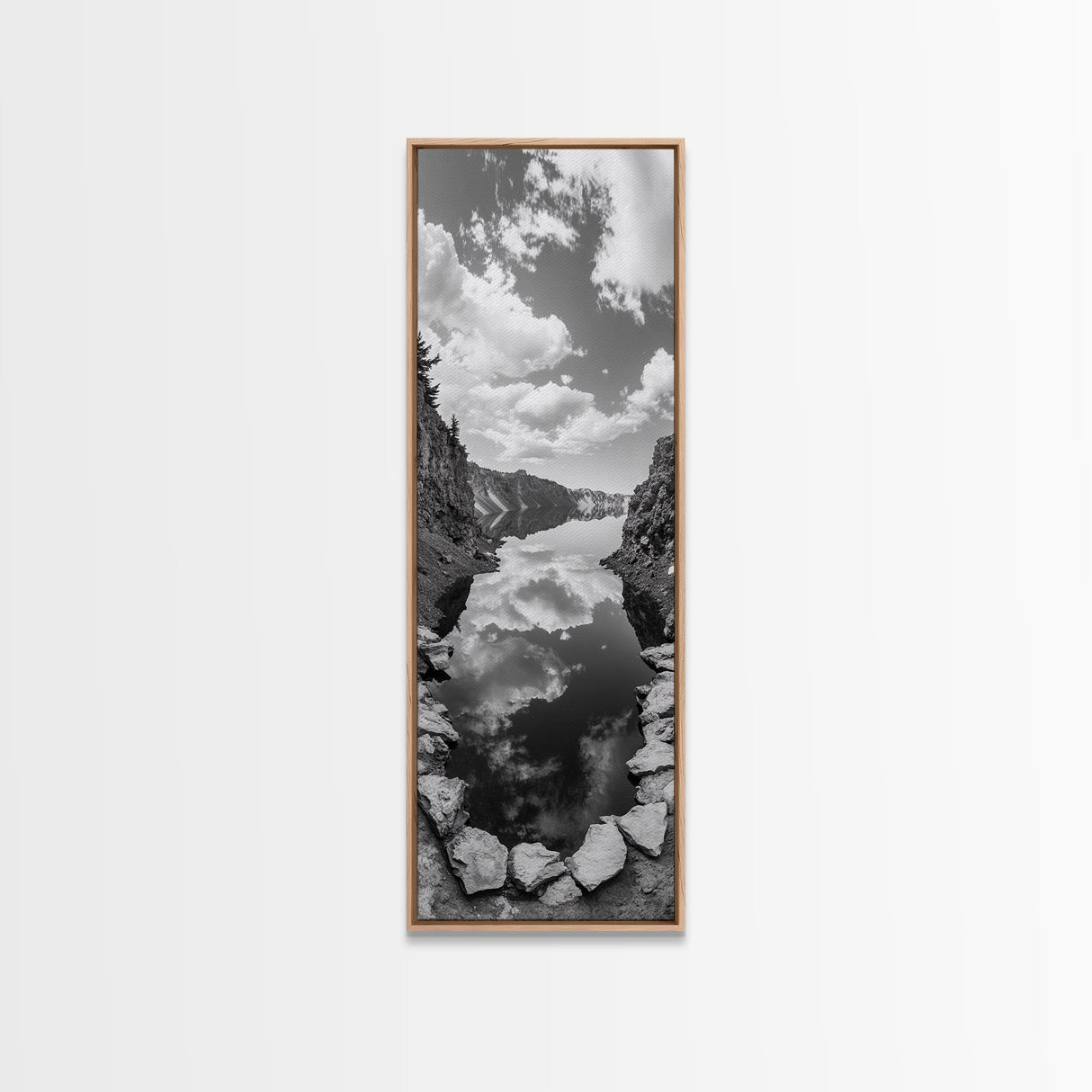 Lake Reflection, Mountain View, Cloud Mirror, Canvas Print, Peaceful Nature Scene, Bedroom Wall Art, Modern Rustic Landscape Decor