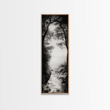 Ocean Pathway, Forest Light, Peaceful Coast, Dreamy Trail, Nature Escape, Framed Canvas Print, Entryway Wall Art, Moody Landscape