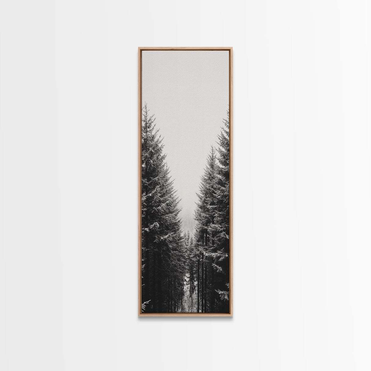 Snowy Forest, Pine Trees, Winter Woods, Minimal Art, Nordic Aesthetic, Canvas Print, Christmas Decor, Cozy Living Room Wall Art
