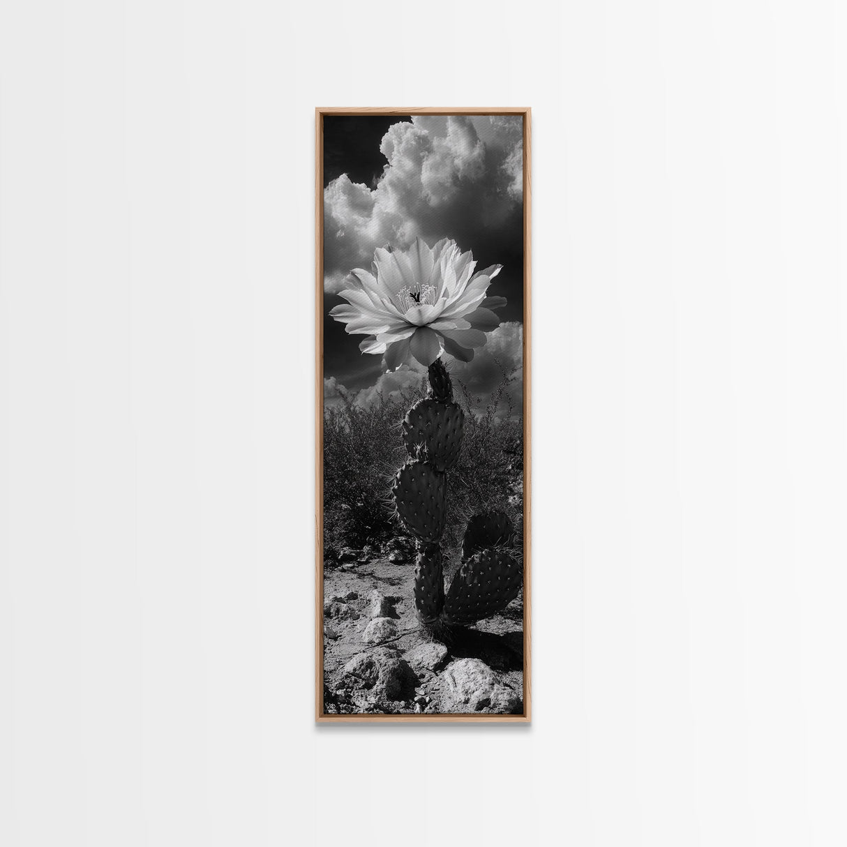 Desert Flower, Cactus Bloom, Southwest Charm, Bold Nature Art, Framed Canvas Print, Kitchen Wall Art, Boho Western Home Decor