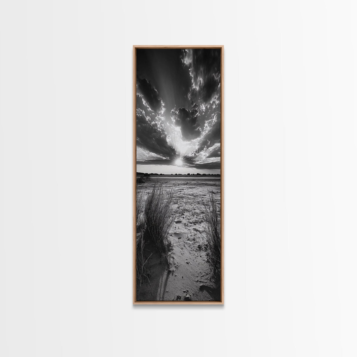 Desert Light Rays, Nature Sunset Art, Dramatic Sky Wall Decor, Canvas Print, Minimalist Desert Landscape, Living Room Wall Art